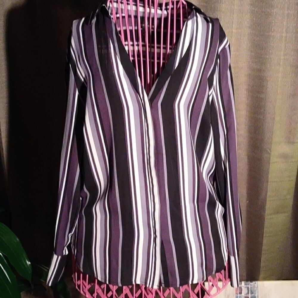 Worthington Striped Button Down Blouse